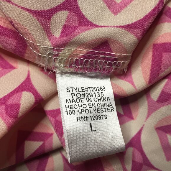 Entro Geometric Pink White Swing Tunic Short Sleeve Large - Picture 7 of 8